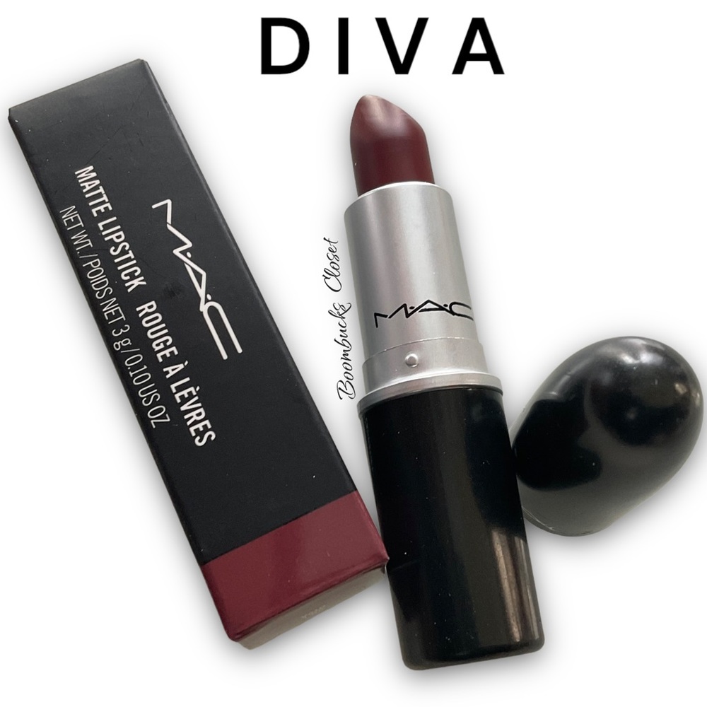 Mac Matte Lipstick DIVA Intense Reddish Burgundy Long Lasting 10 hours lipstick - Picture 8 of 10